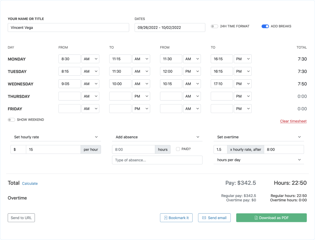 sample legal timesheet template