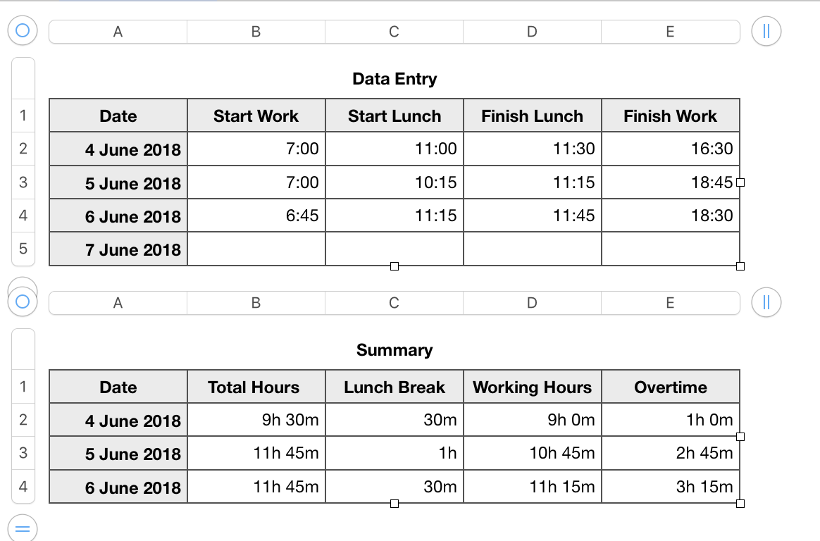 sample timesheet for numbers template