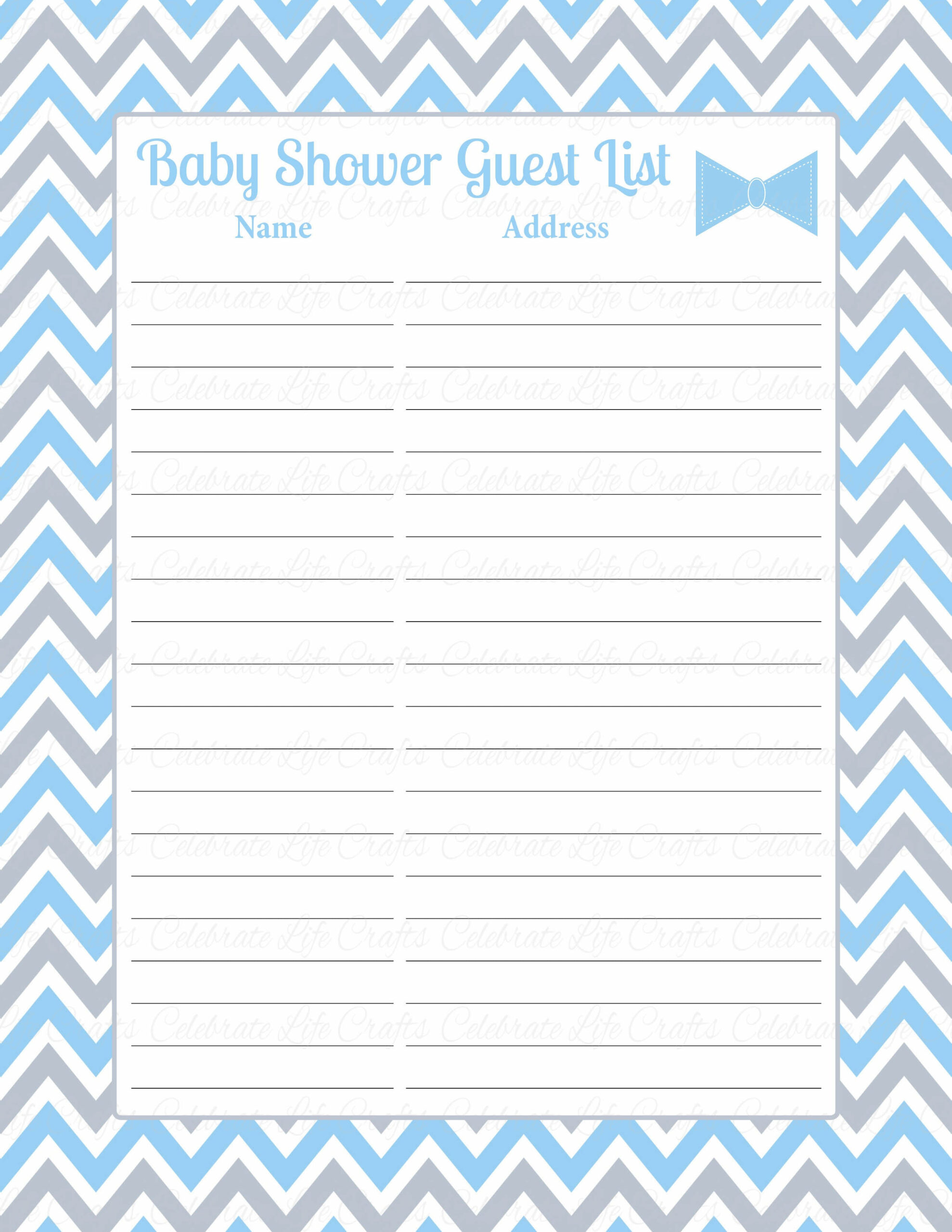 sample Baby Shower Guest List Template