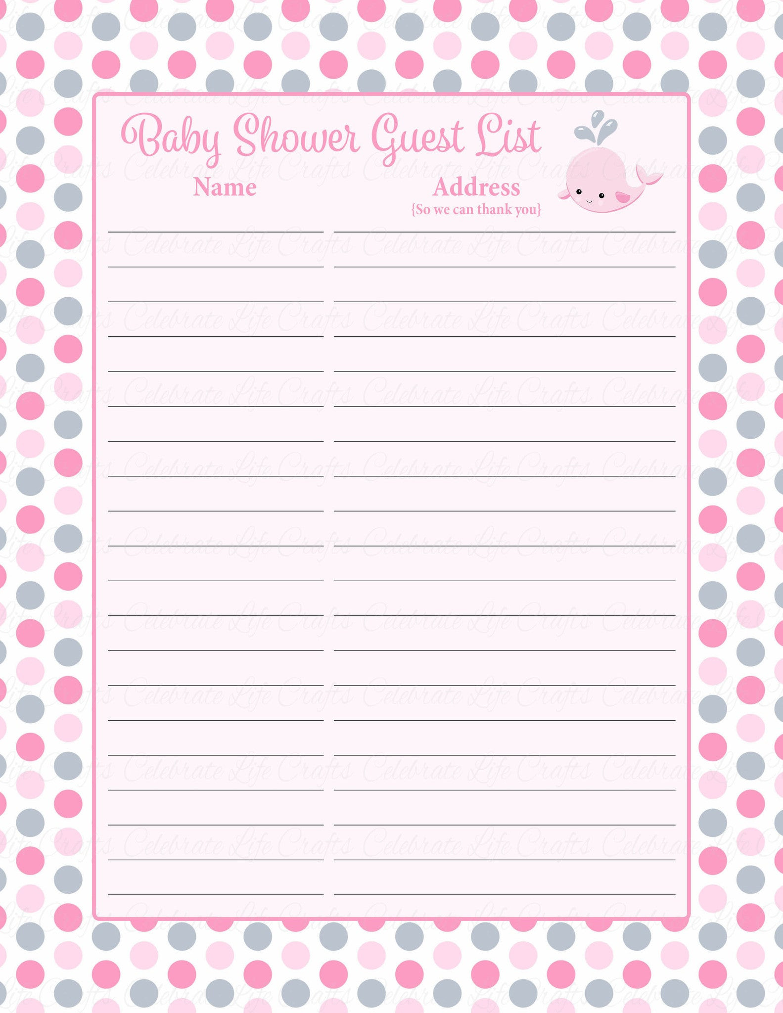 sample Baby Shower Guest List Template