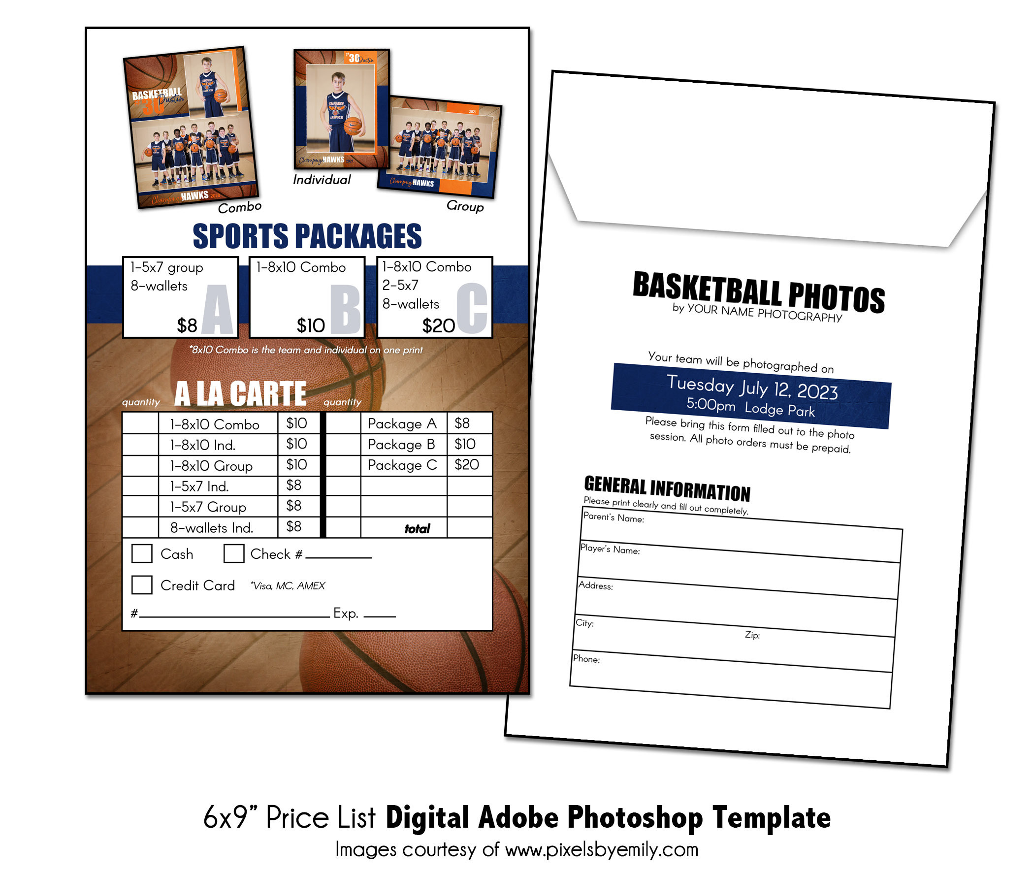 sample sports photography price list template