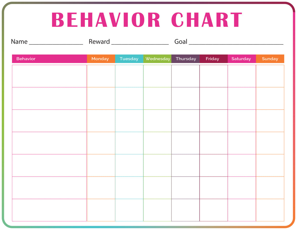 sample weekly behavior chart template