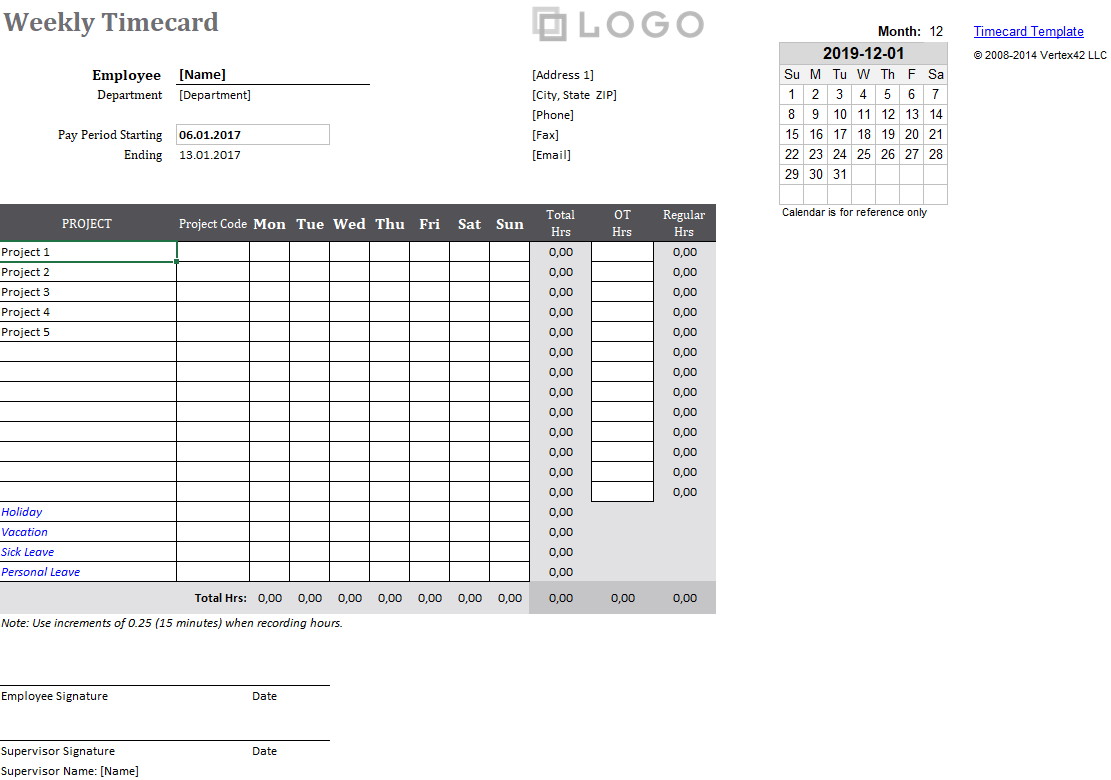 sample multiple projects timesheet template