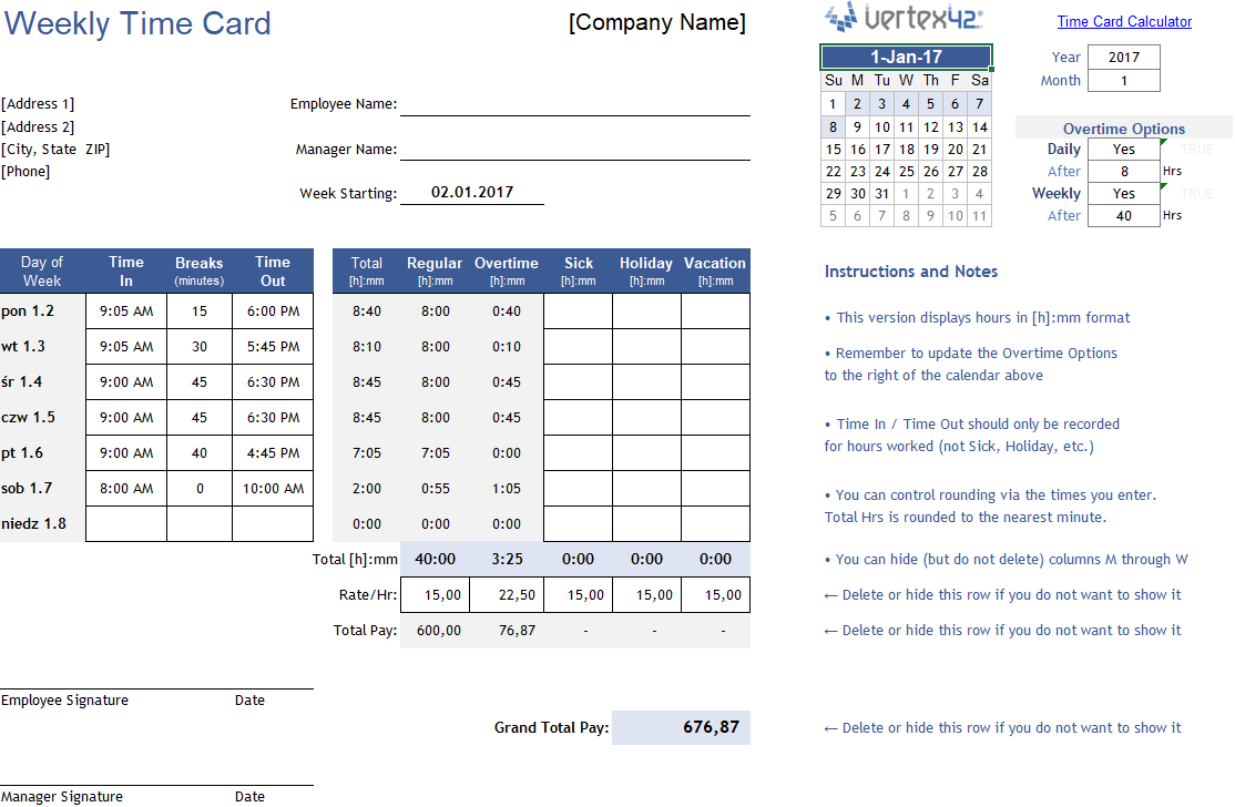 sample timesheet calculates hours template