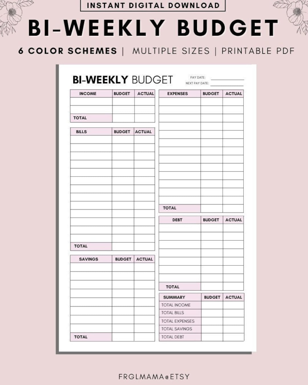 sample bi weekly pay budget template