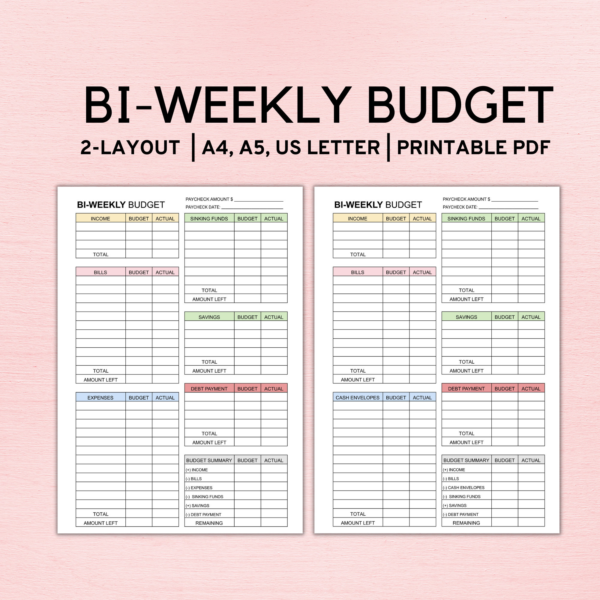 sample bi weekly pay budget template