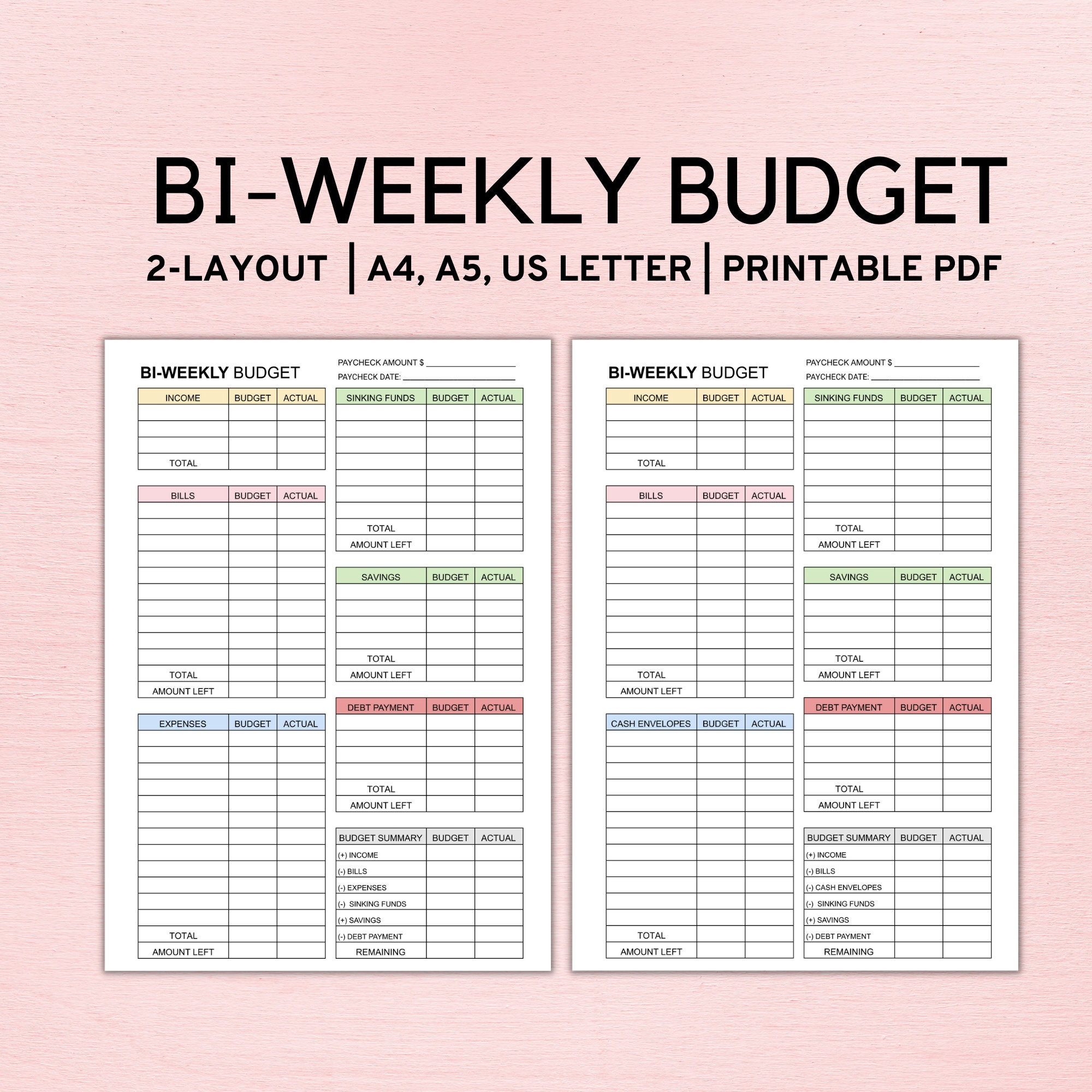 sample biweekly paycheck budget template