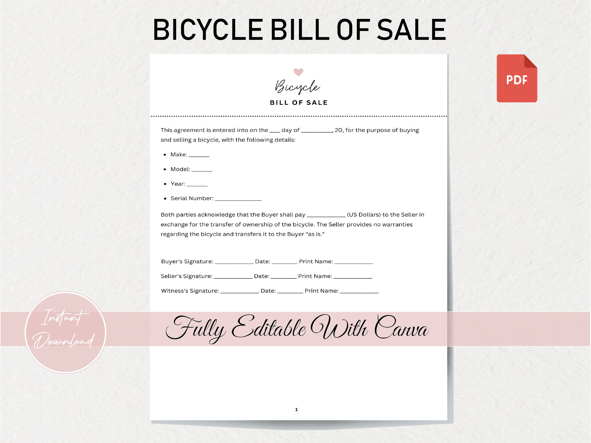 sample Bicycle Bill of Sale Form