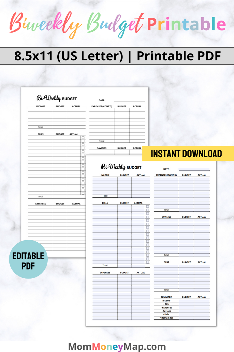 sample biweekly budget template