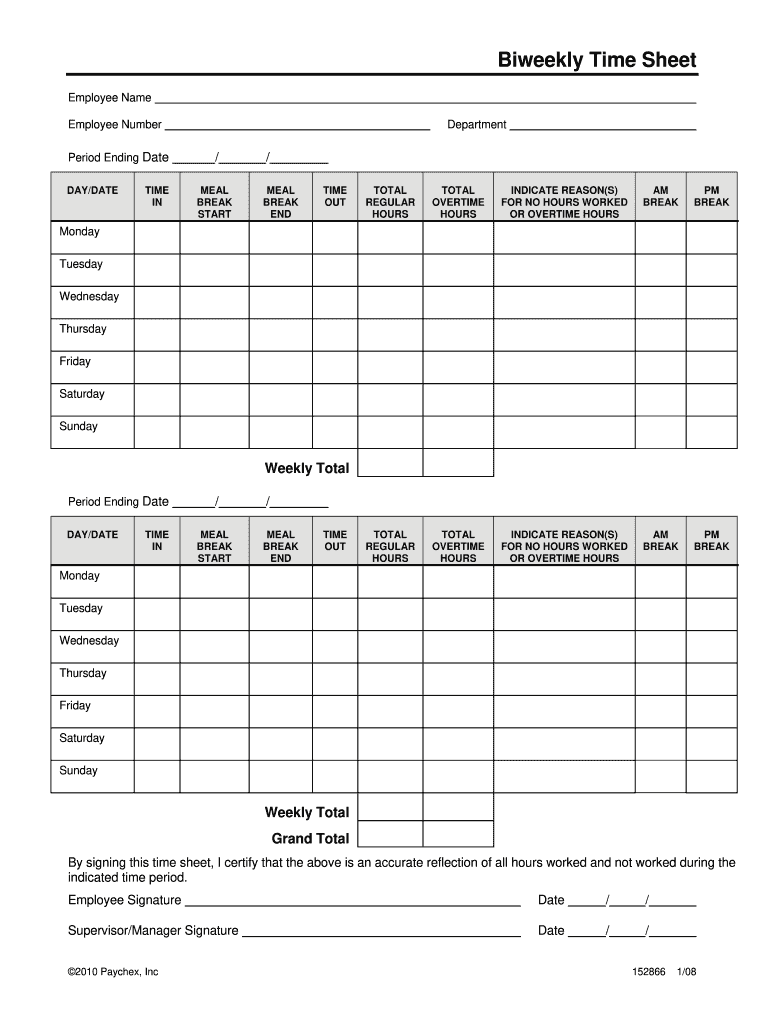 sample employee bi weekly timesheet template