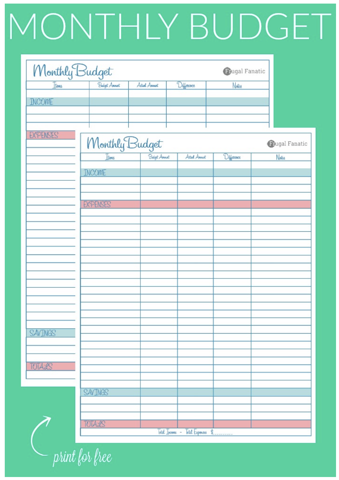 sample blank monthly budget template