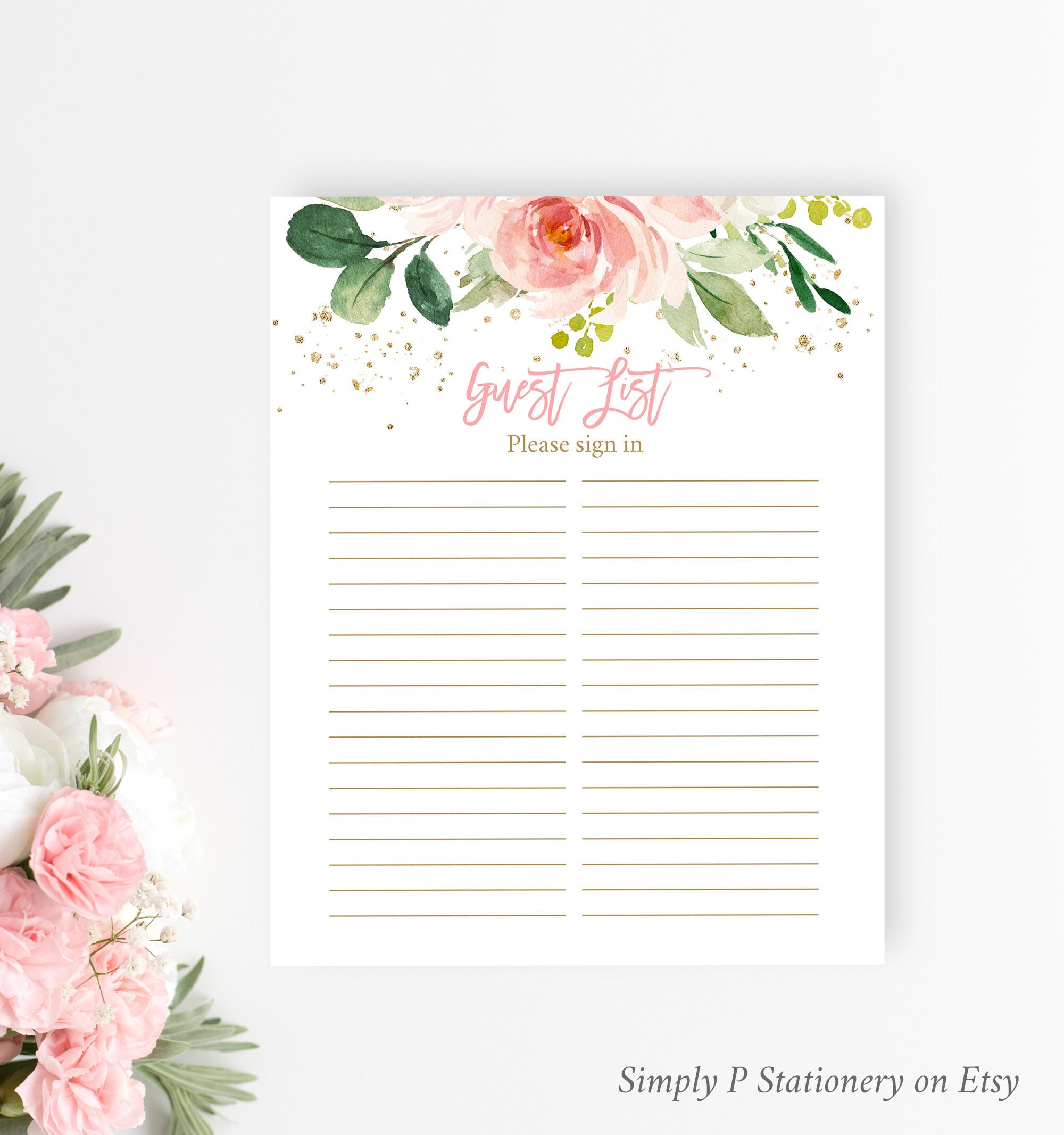 sample Bridal Shower Guest List Template