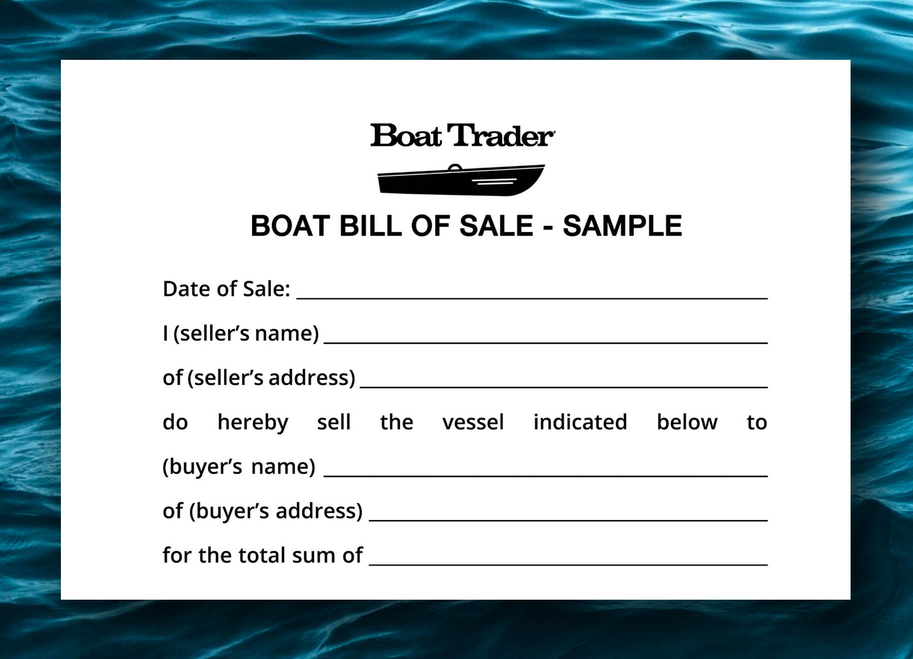 sample Boat Bill of Sale Form