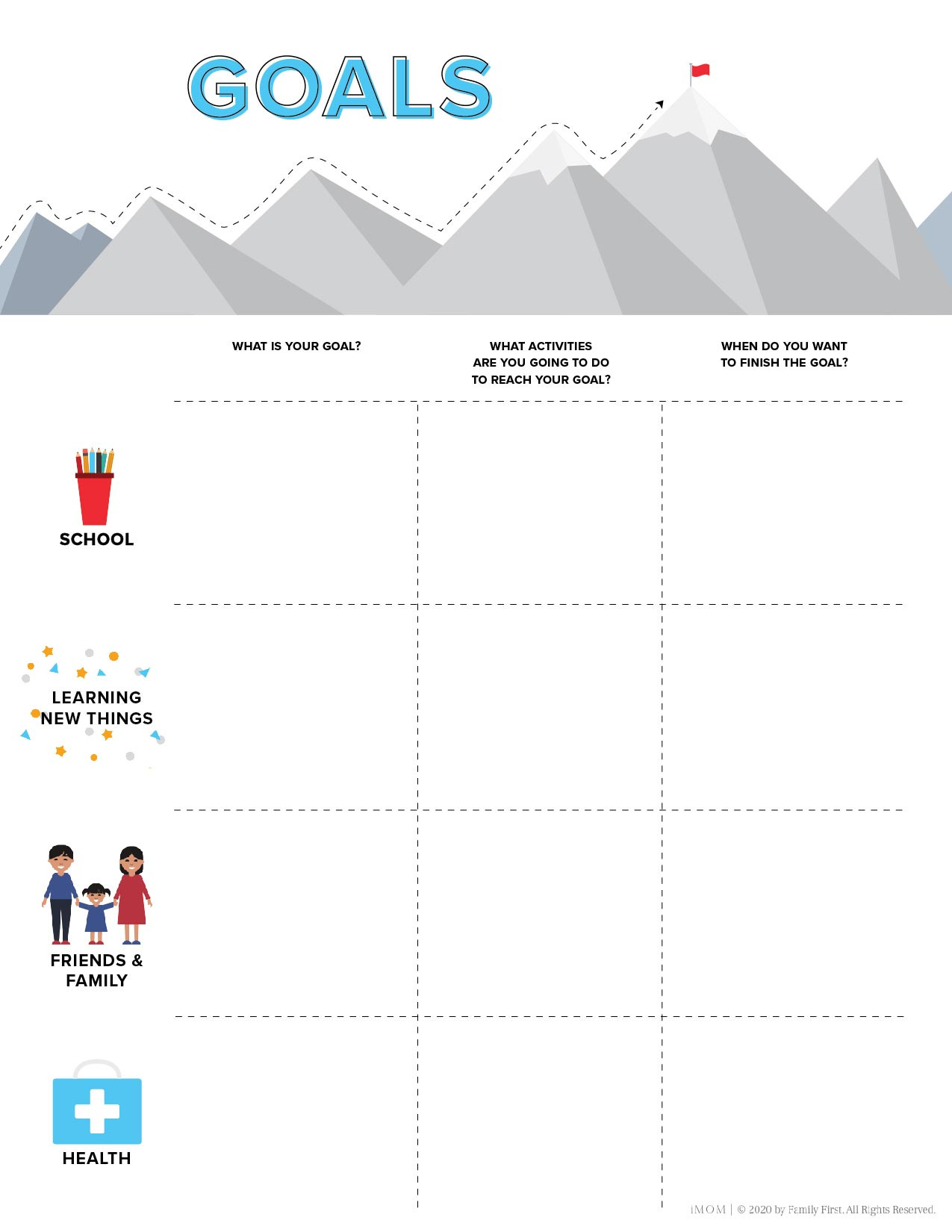 sample goal chart template