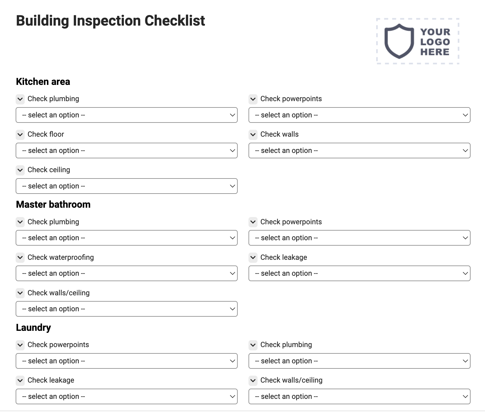 sample Building Checklist Template