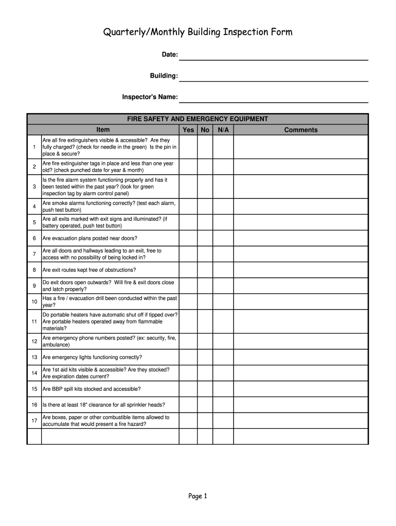 sample Building Checklist Template