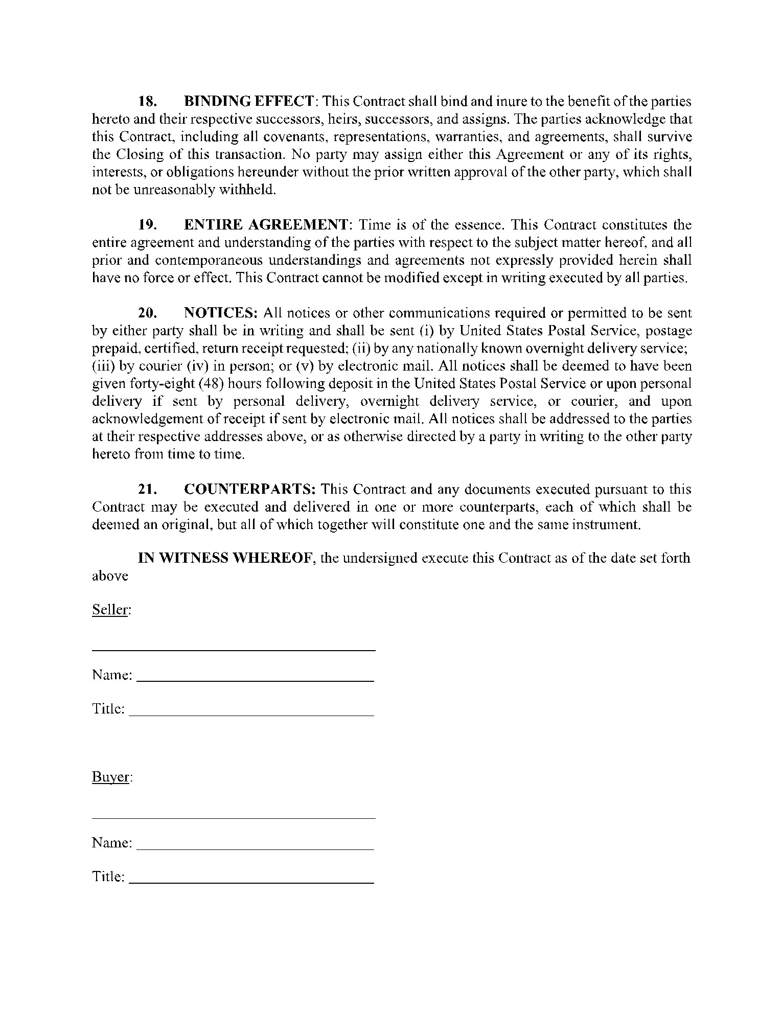 sample Business Entity Bill of Sale Form