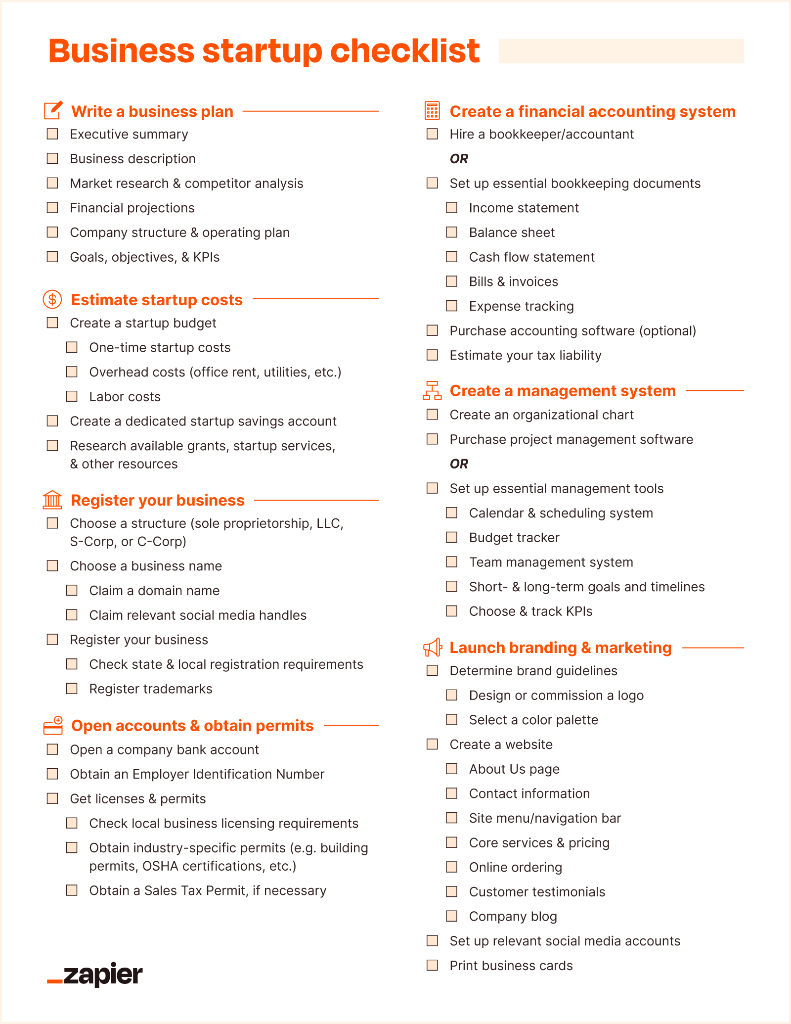 sample Business Checklist Template