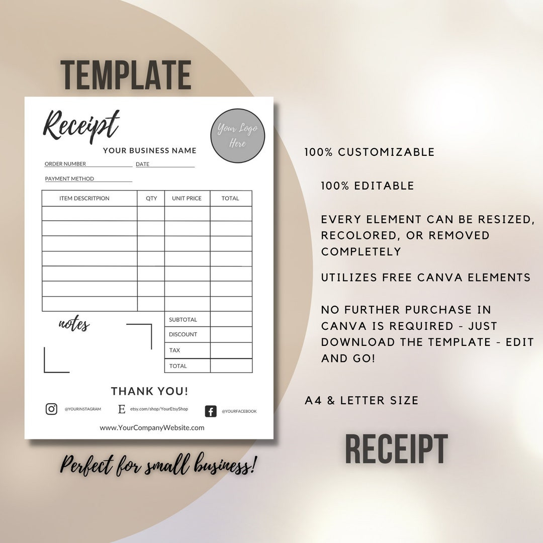 sample small business sales receipt template