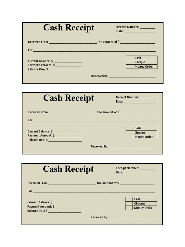 sample money receipt template