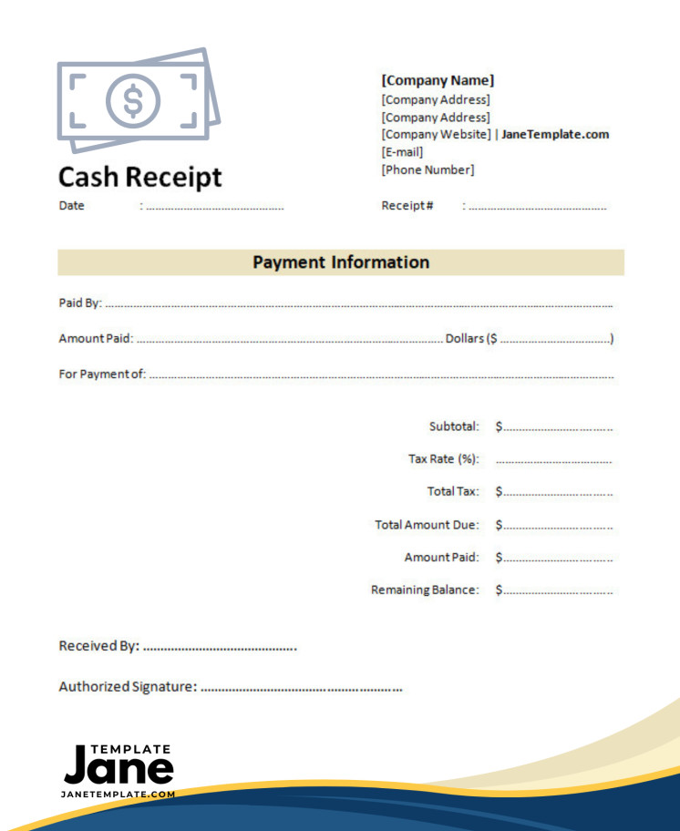 sample of printable blank cash receipt template