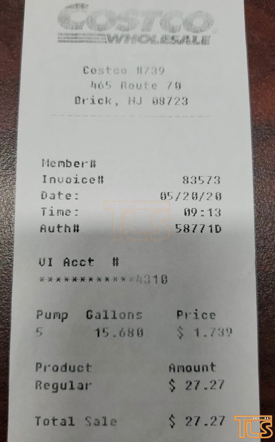 sample gas receipt template