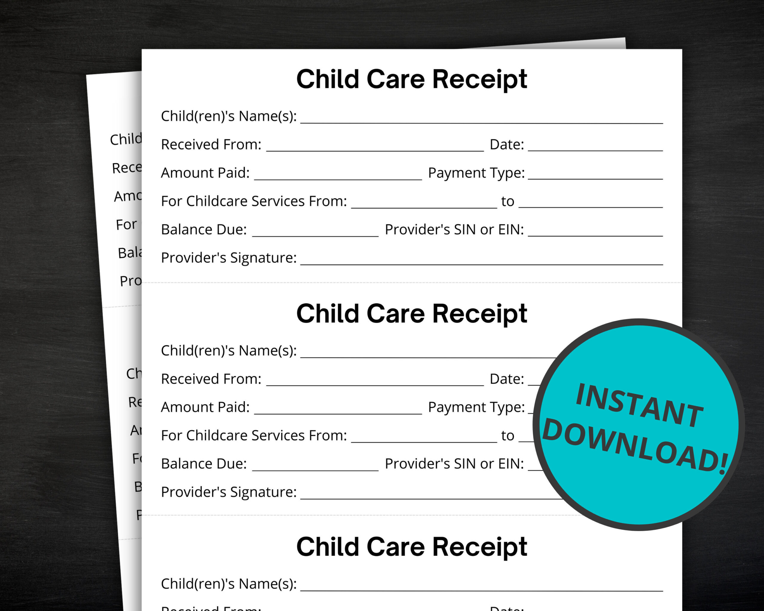 sample childcare receipt template