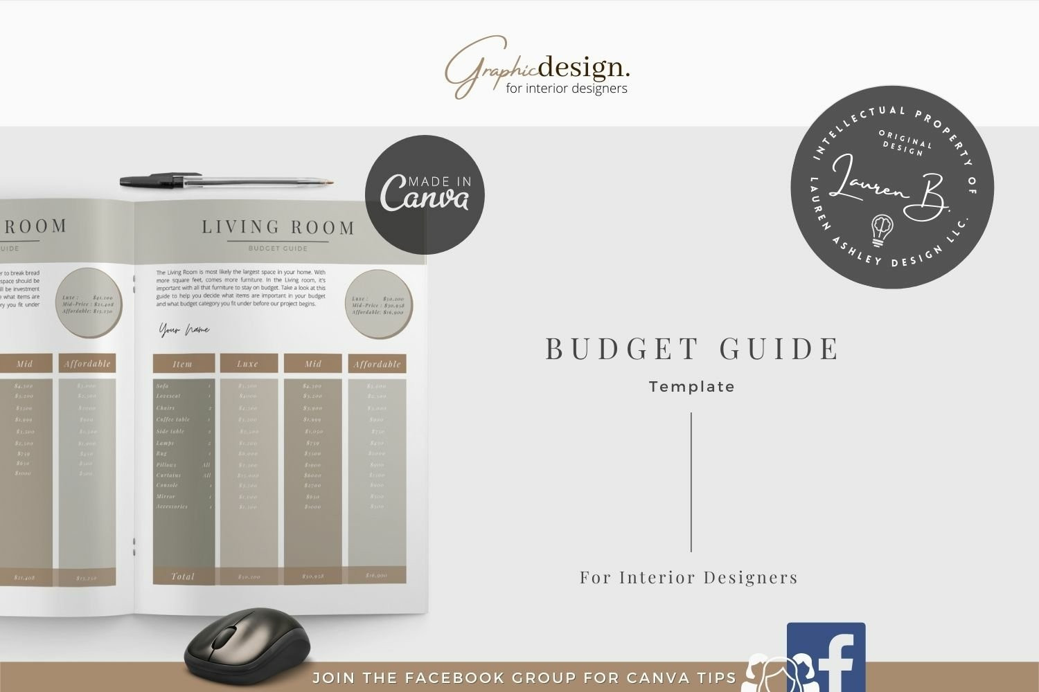 sample interior design budget template