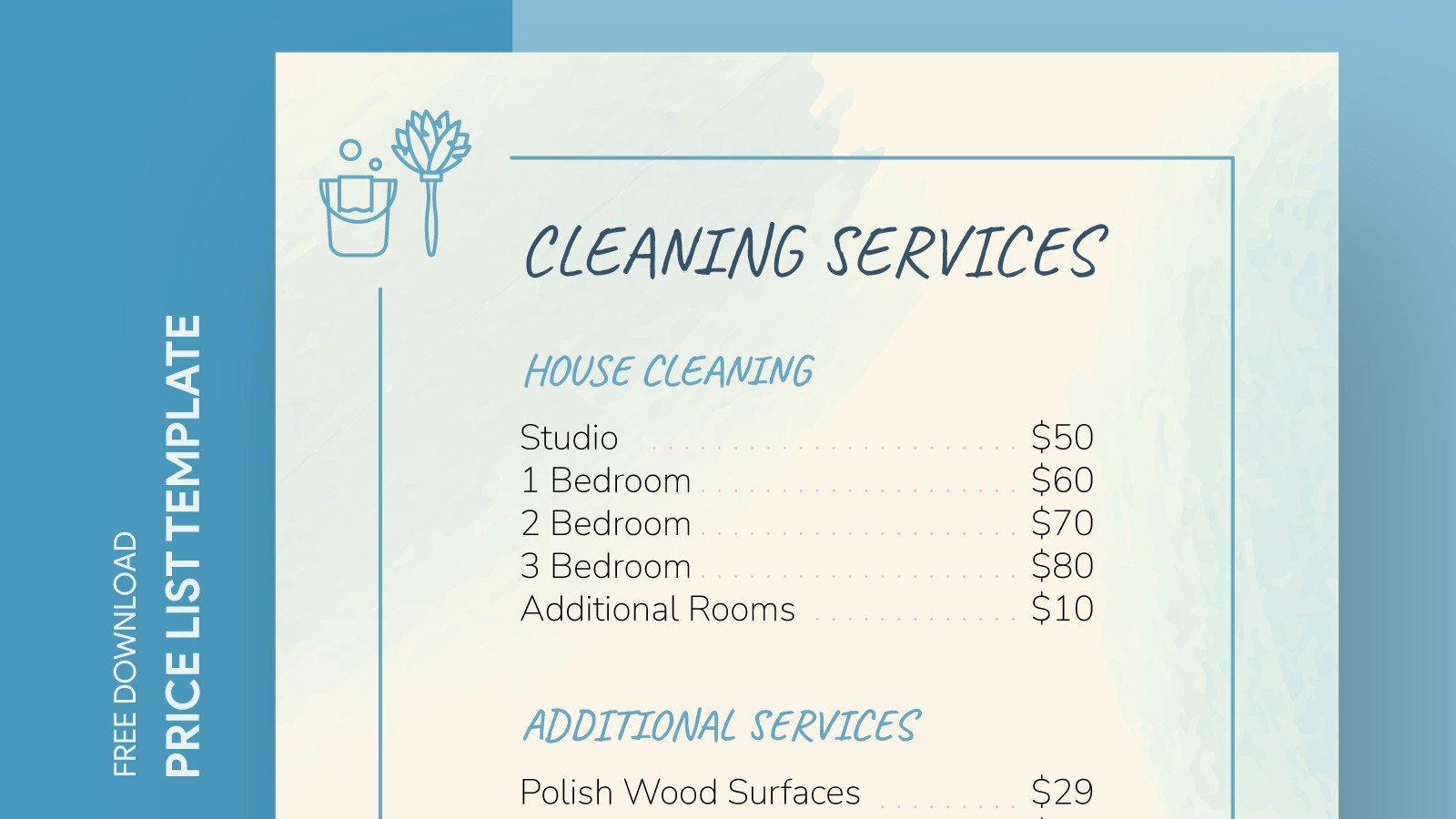 sample commercial cleaning services price list template