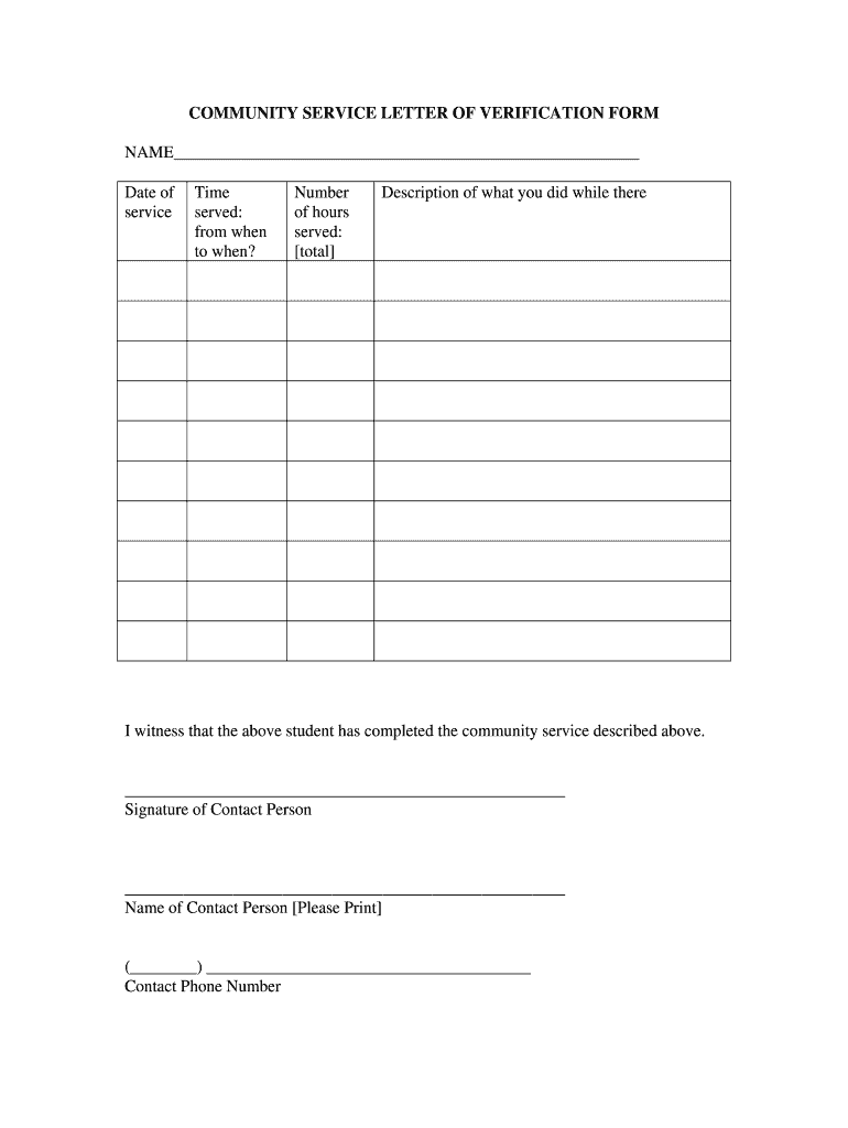 sample community service timesheet template
