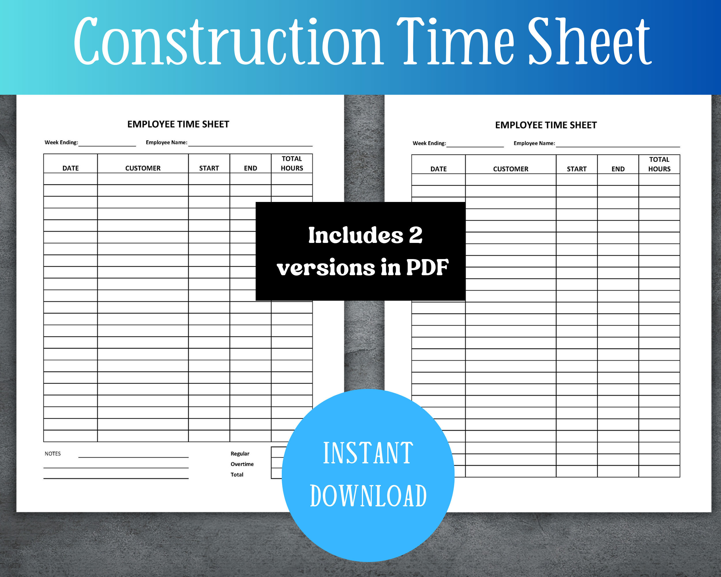 sample construction weekly timesheet template