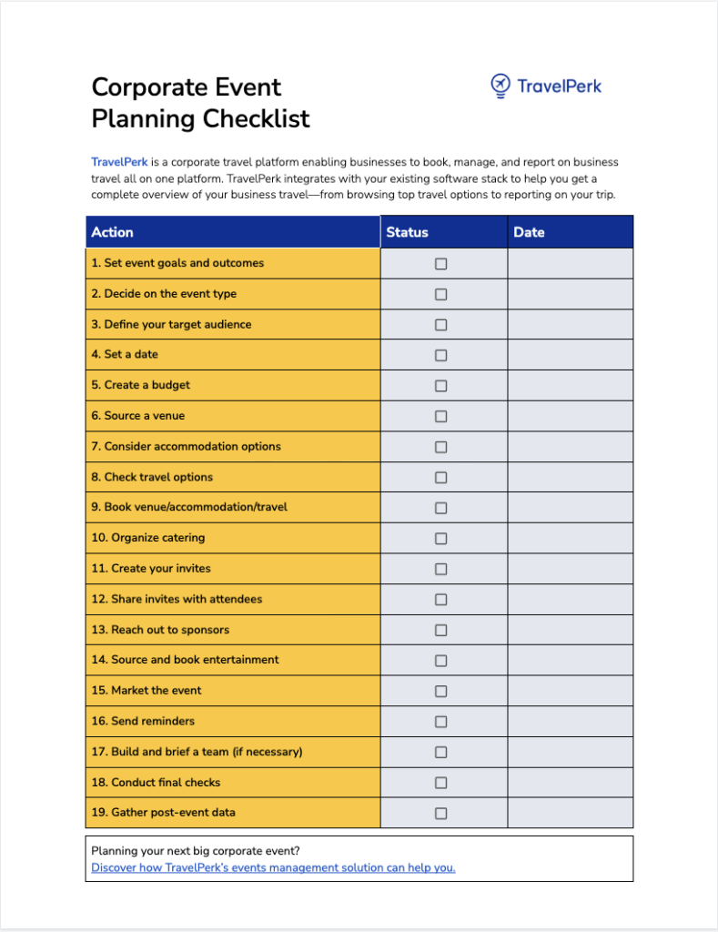 sample event plan checklist template