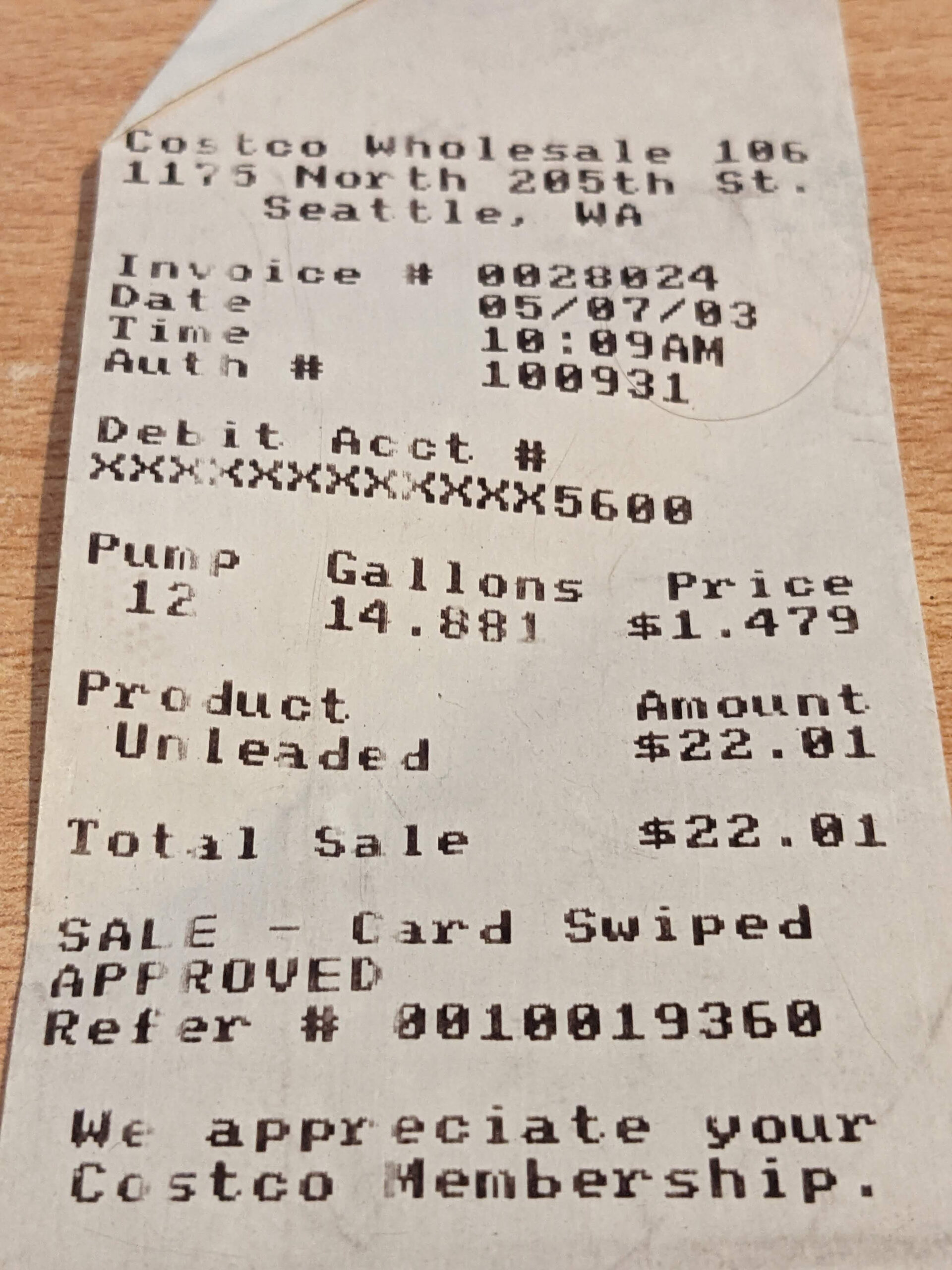 sample gas receipt template