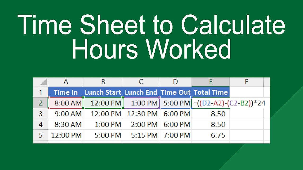 sample timesheet calculates hours template