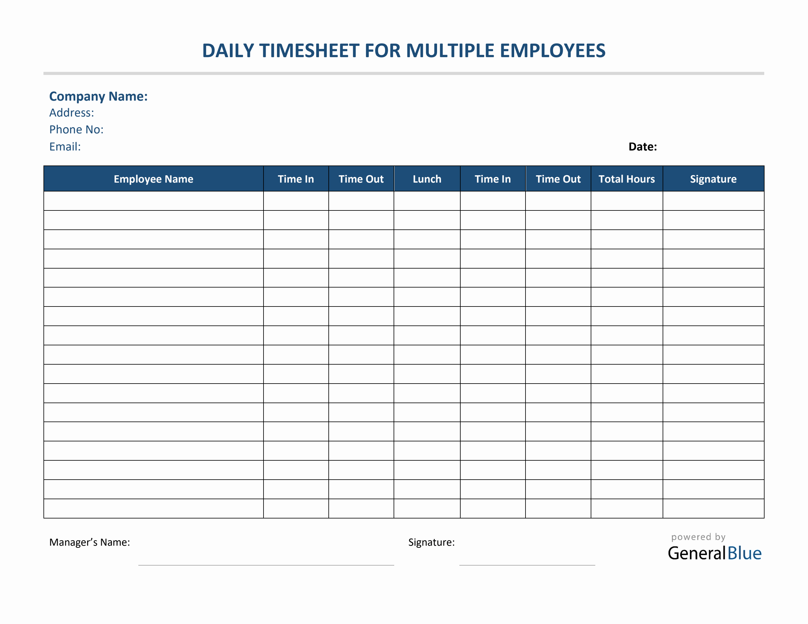 sample daily timesheet printable template