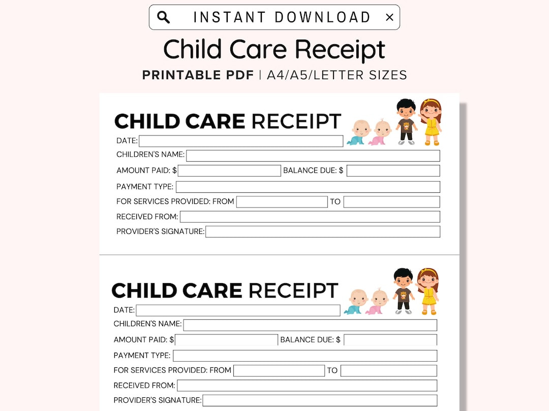 sample childcare receipt template