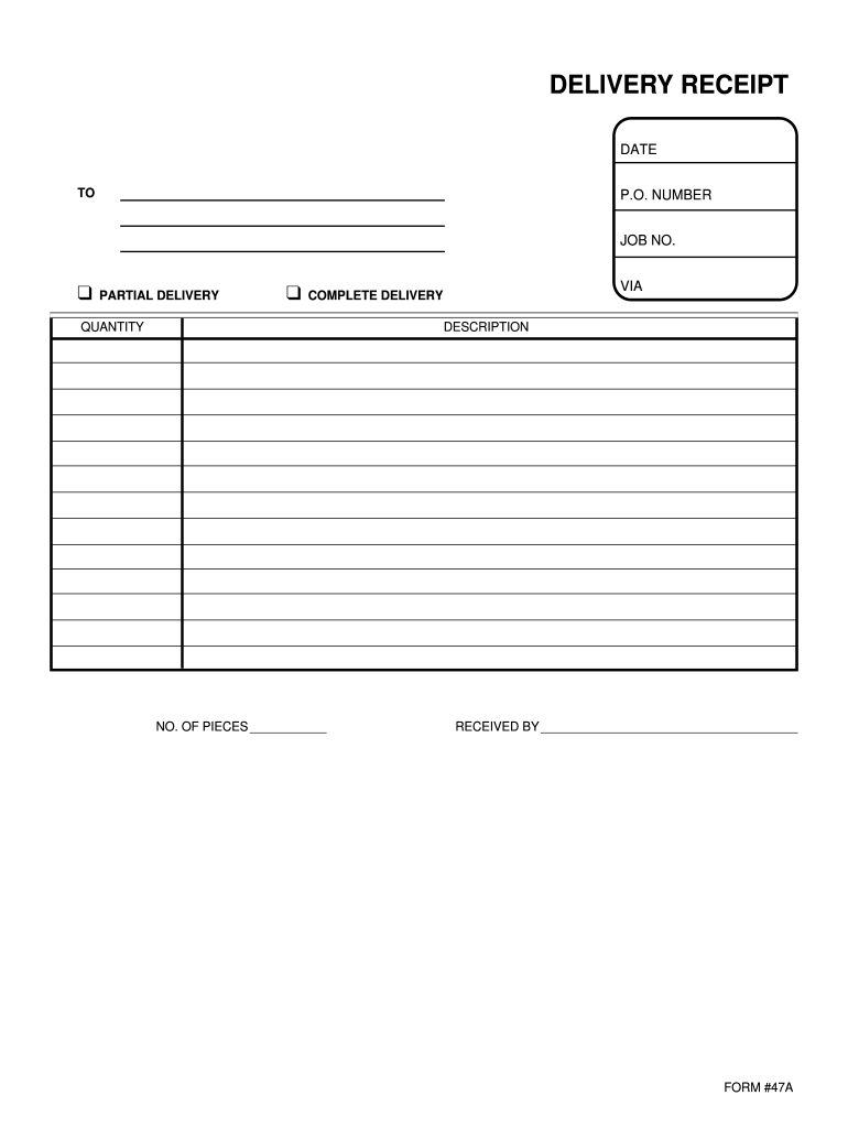 sample delivery receipt template