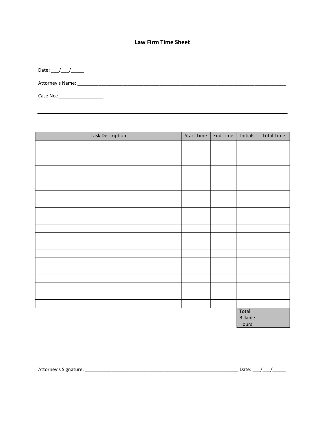 sample law firm timesheet template