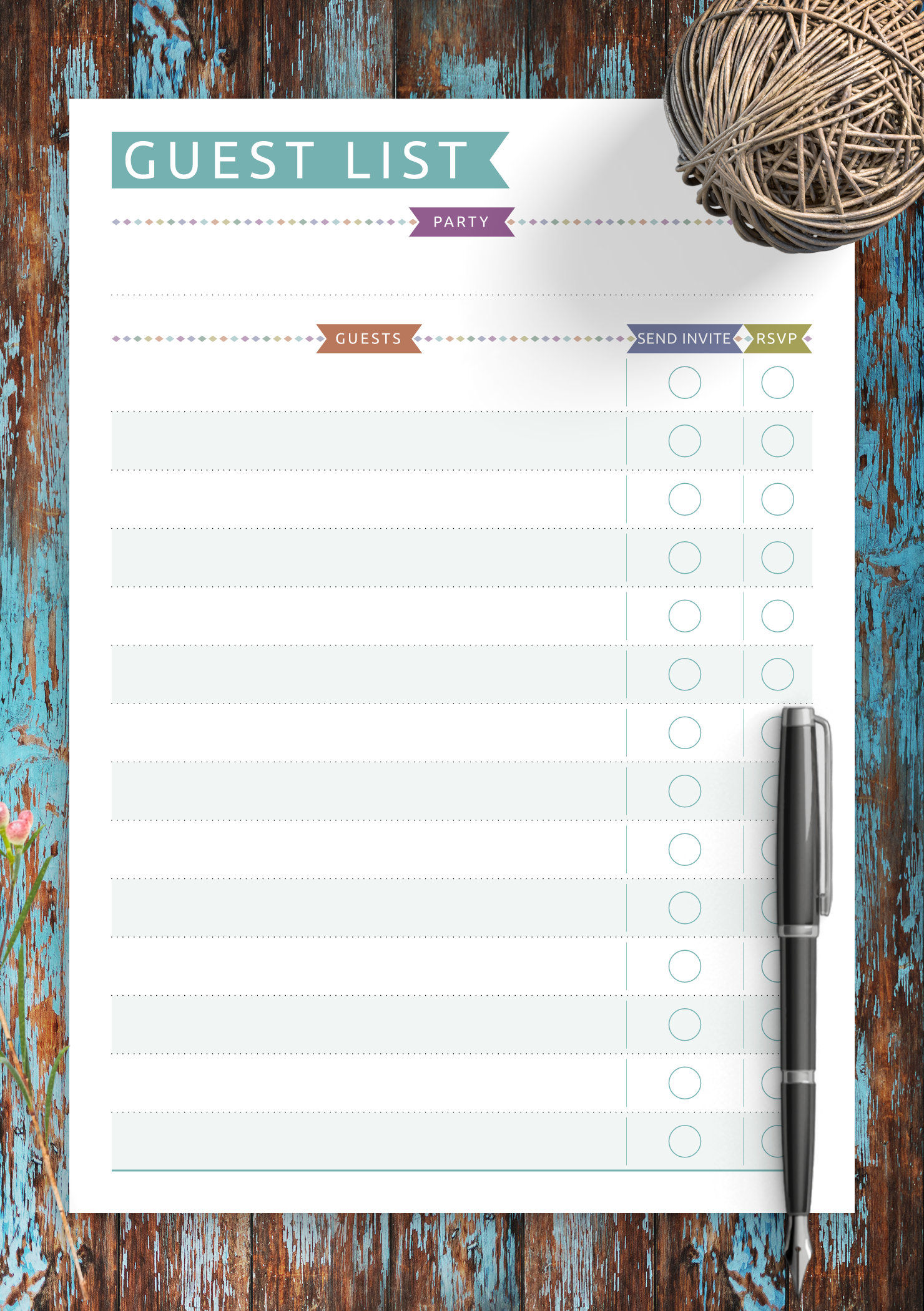 sample Birthday Party Guest List Template