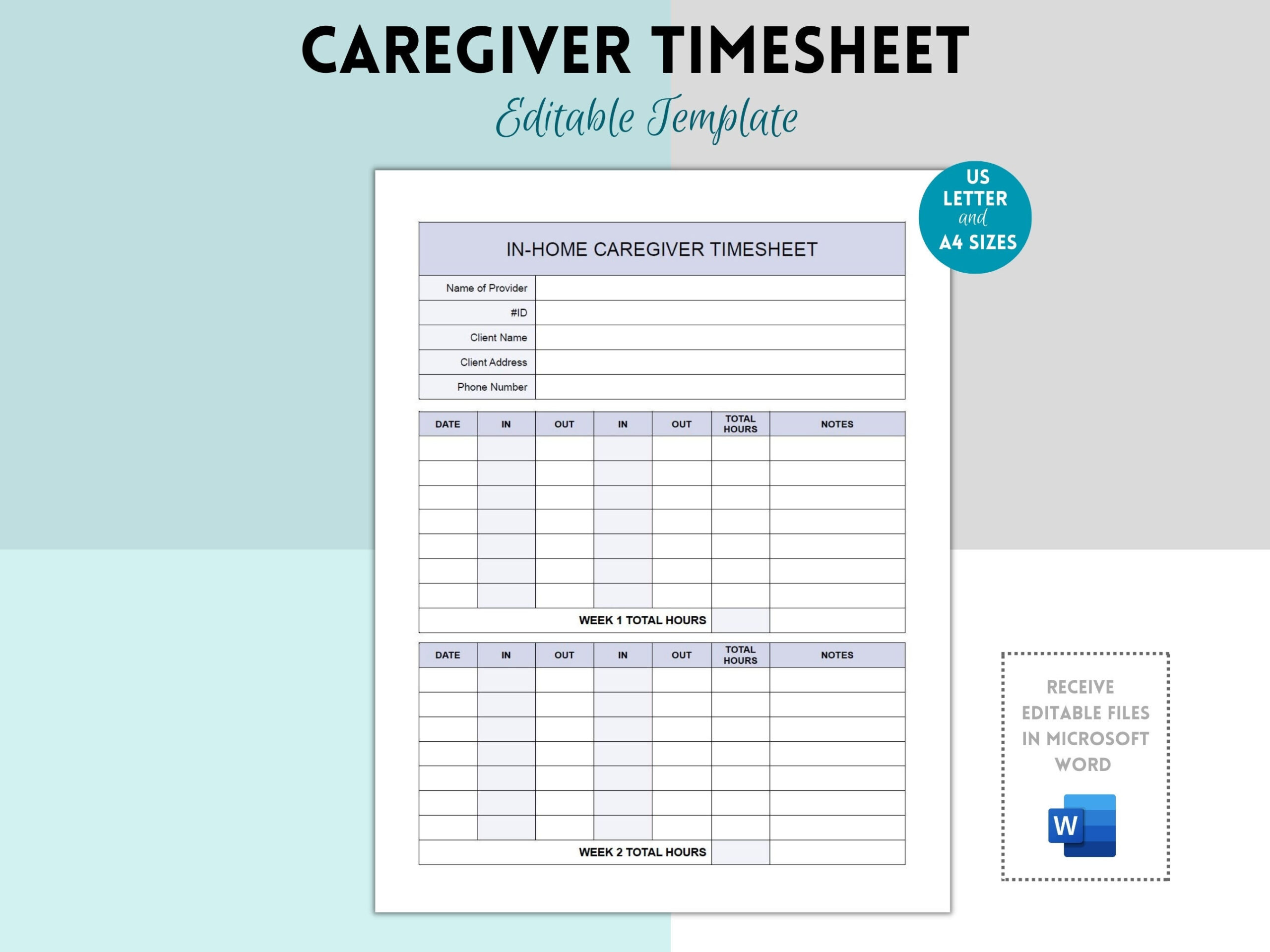 sample caregiver timesheet template