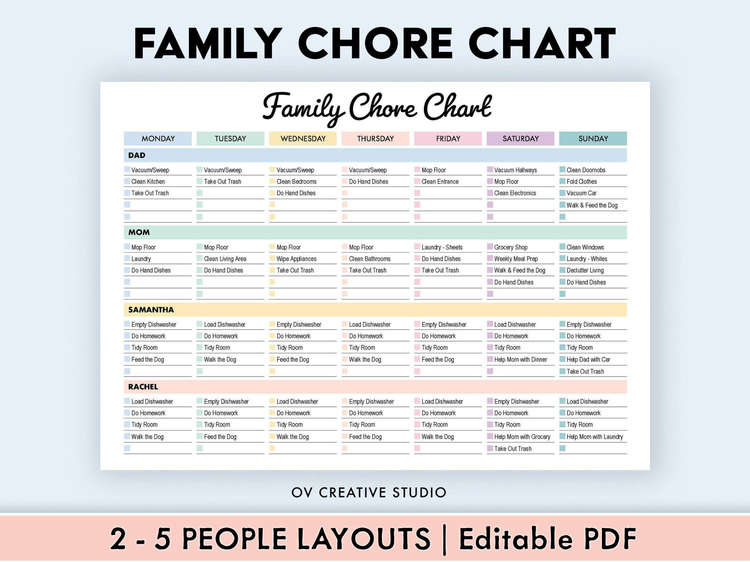 sample household chore chart template