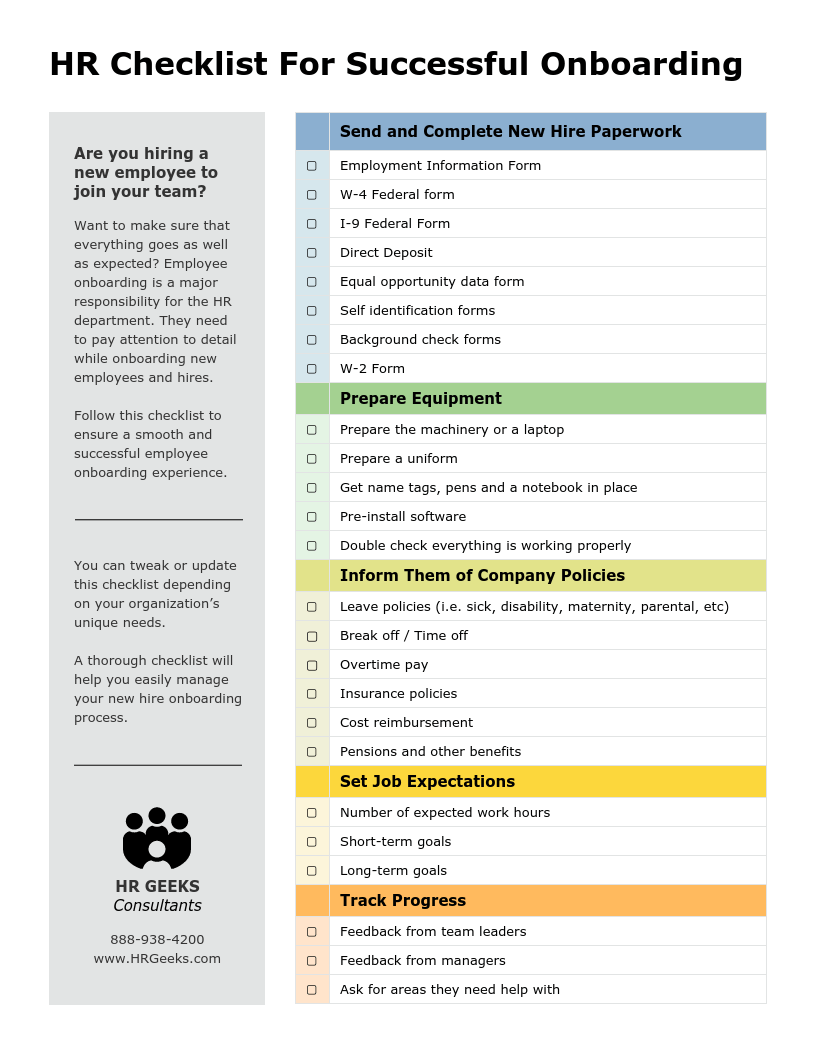 sample new employee onboarding checklist template