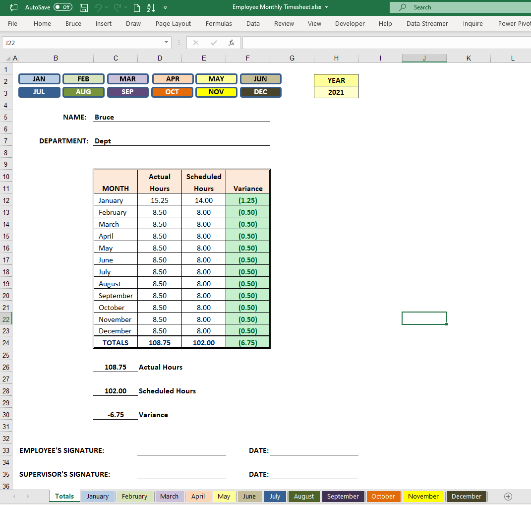 sample timesheet with formulas template