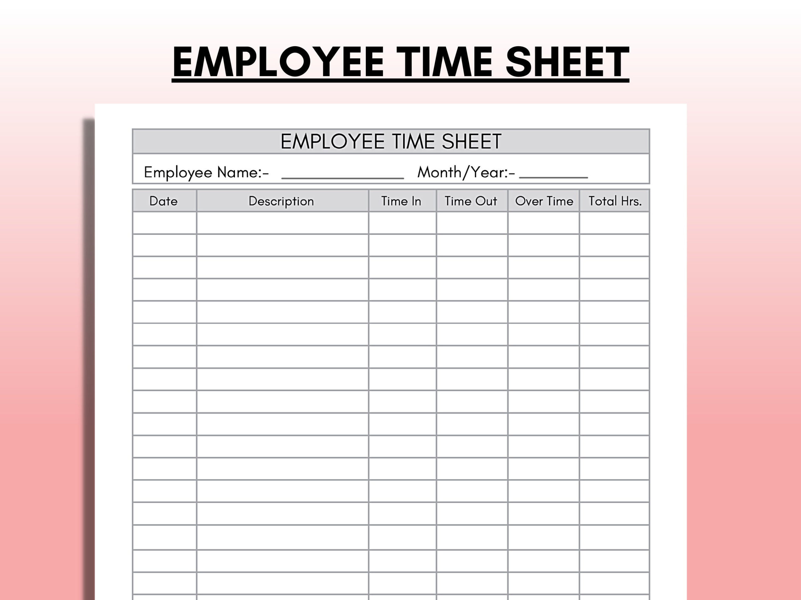 sample employment timesheet template