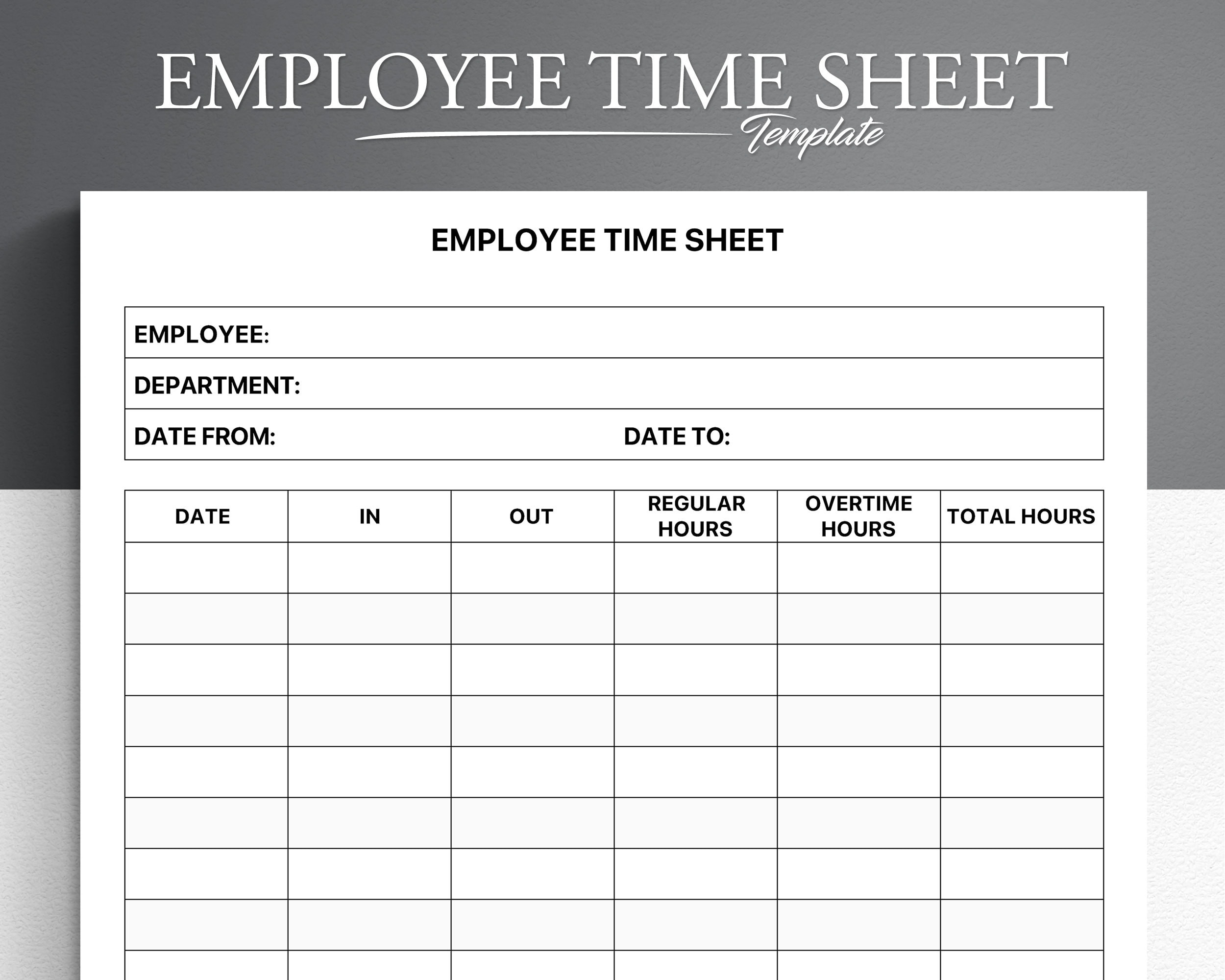 Printable Timesheet For Employees Template