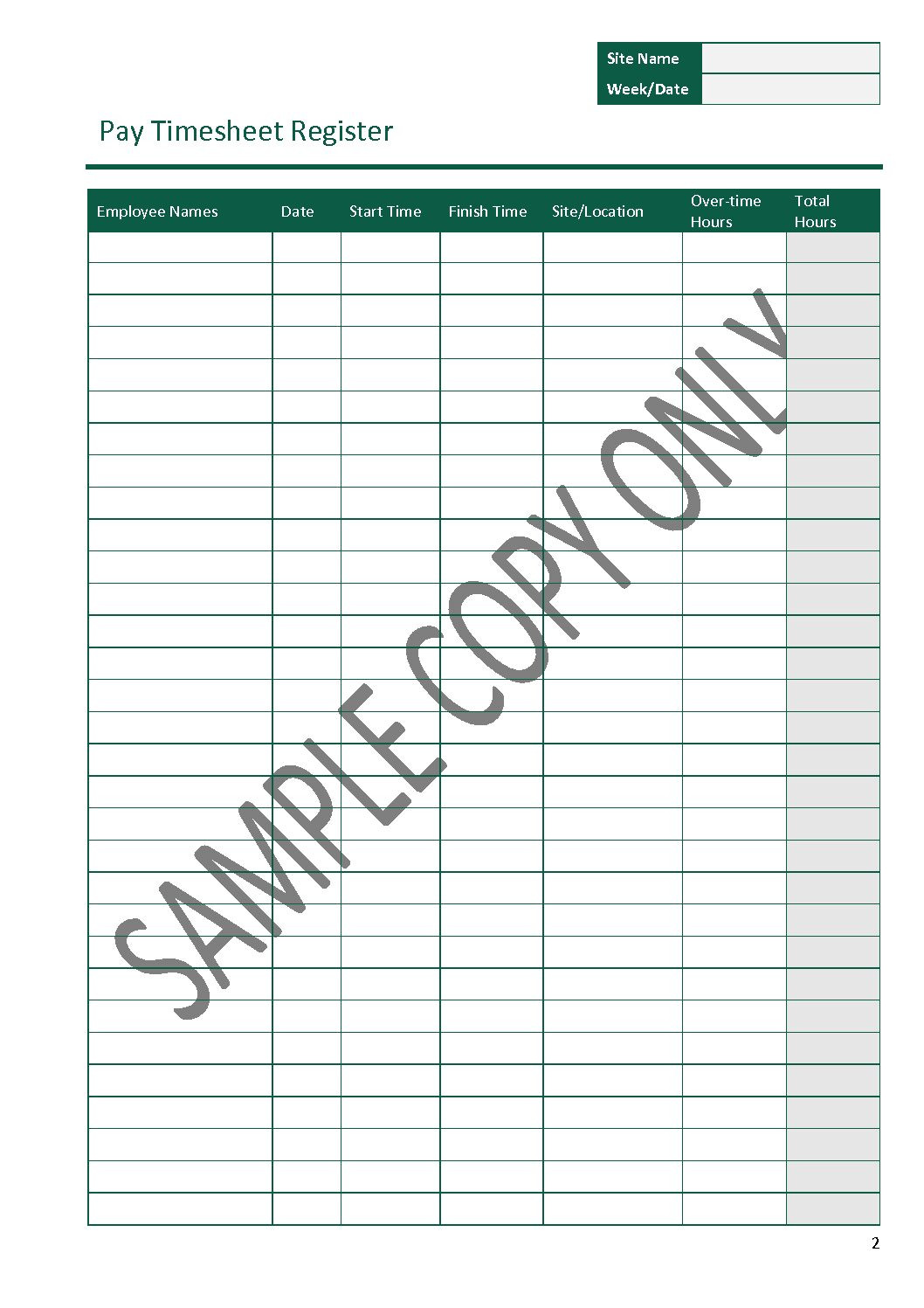 sample security guard timesheet template