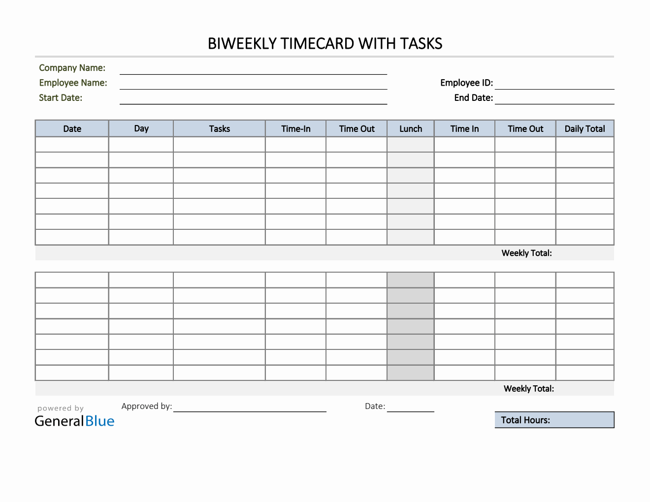 sample timesheet with tasks template