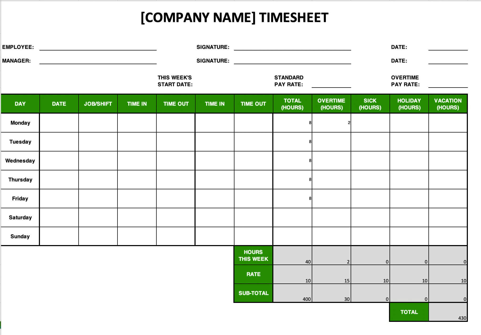 sample manual timesheet template