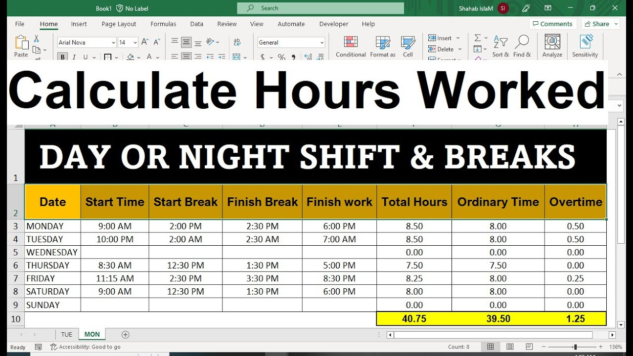 sample night shift timesheet template