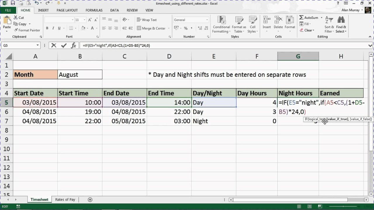 sample night shift timesheet template